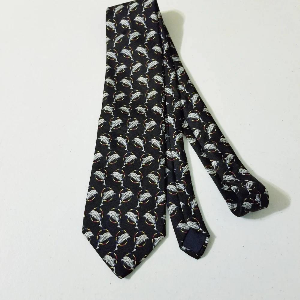 Brooks Brothers Men's Silk Tie Dolphins Hoop 55 In Classic